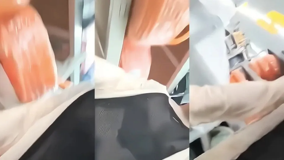 Transparent outfit without bottoms for shopping in the supermarket 
