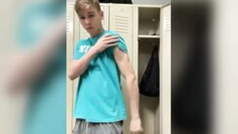 Twink strips in the locker room