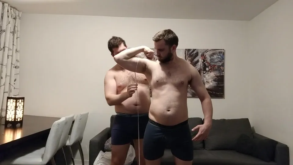 Chunky Guys Measure Each Other