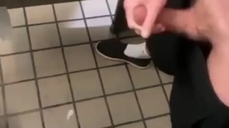 Two friends are jerking off together in the toilet - ThisVid.com