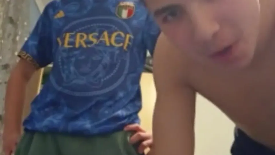 Two Greek friends showing off