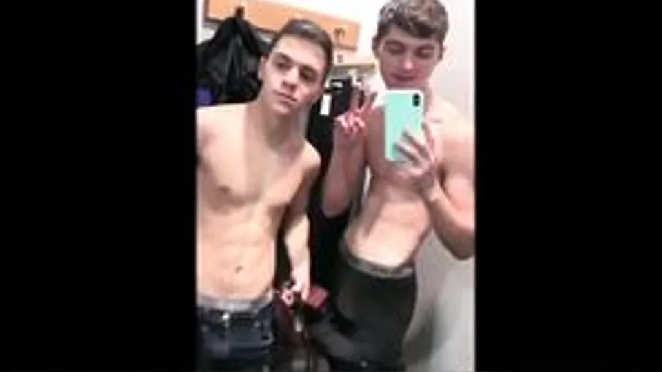 Two lads fitting room uncut cum