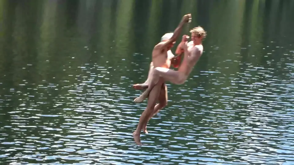 Two naked friends skinny dipping - ThisVid.com
