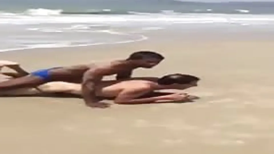 Two young str8 latinos fuck a tourist on the beach