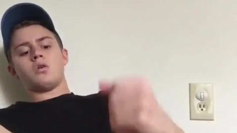 Twunk jerks his fat cock and cums, shows his butt hole too