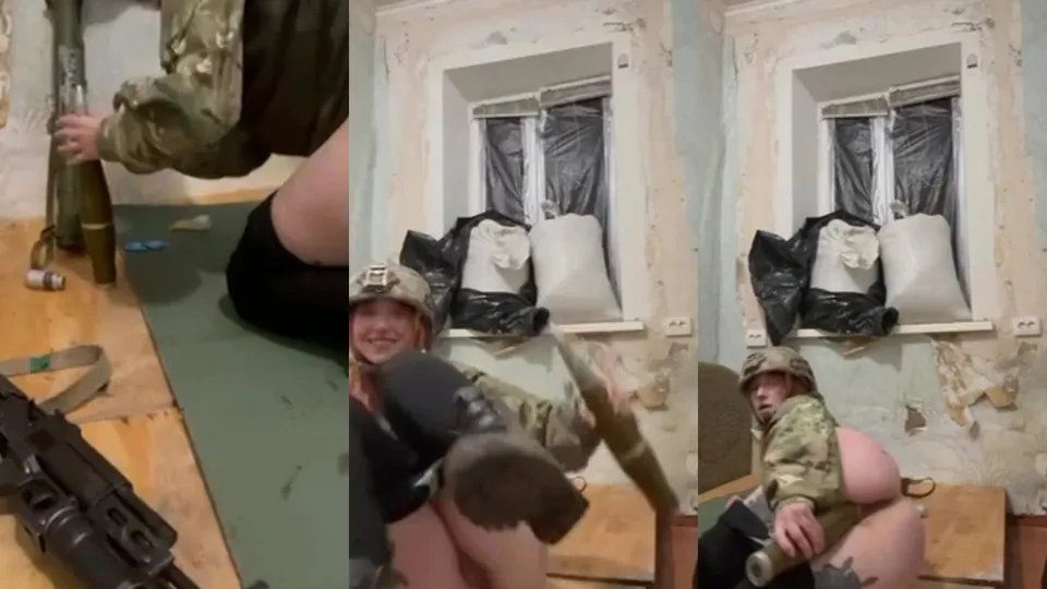Ukrainian female soldier masturbating 