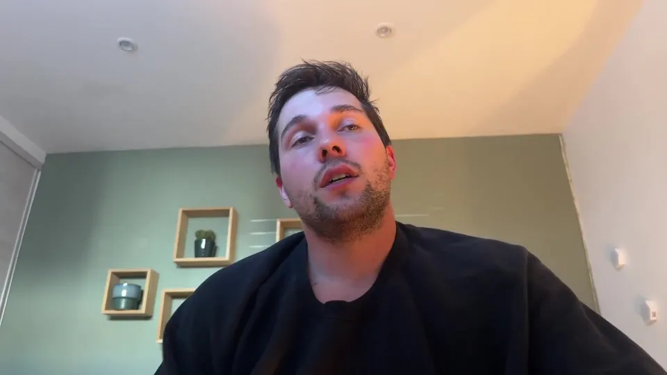 French Guy Strokes Uncut Cock