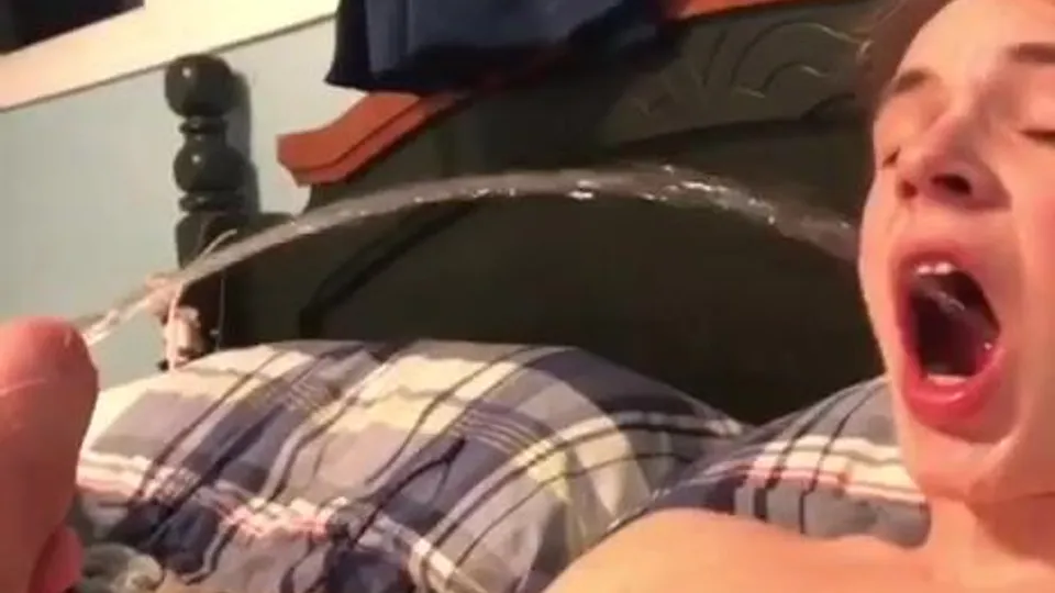 Uncut Twink Pisses Over Himself On His Bed porn