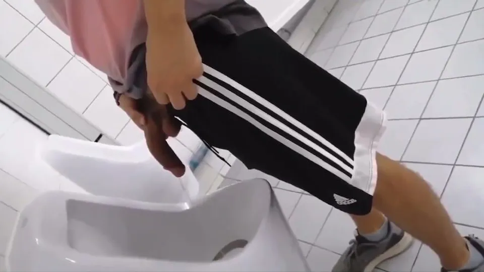 Urinal Spy Huge Uncut Cock Pissing porn