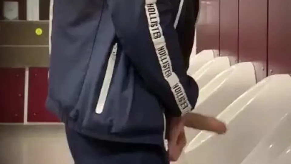 Urinal Voyeur Caught with Boner