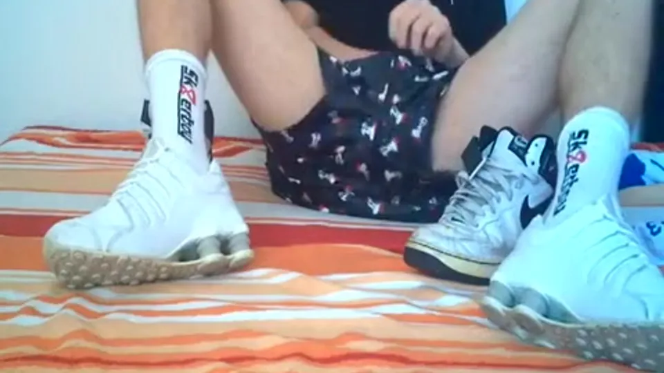 Twink Masturbates in Puma Socks and Nike Air Force Ones