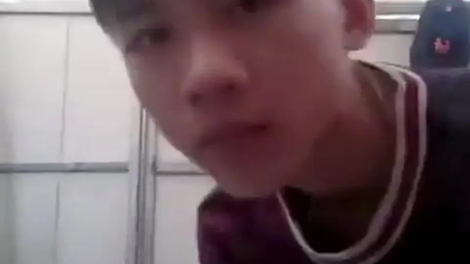 Vietnamese Boy wanking in the shower while family is outside (No Cumshots)