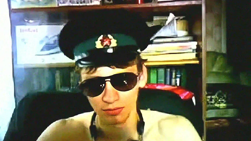 Vintage Russian Soldier Slender webcam wanks off his Hung cock - AI Enhanced