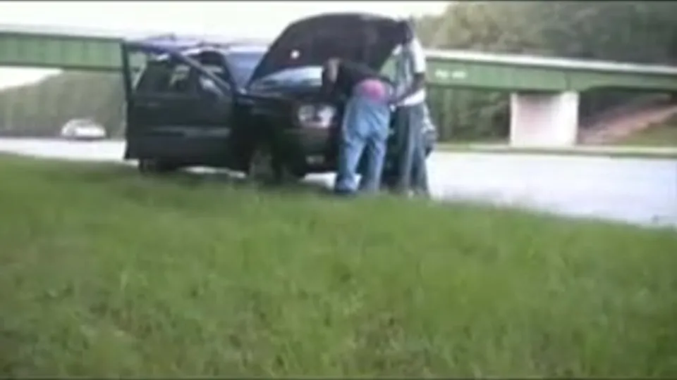 Roadside Quickie: Horny Brotha Can't Resist His Partner's Butt