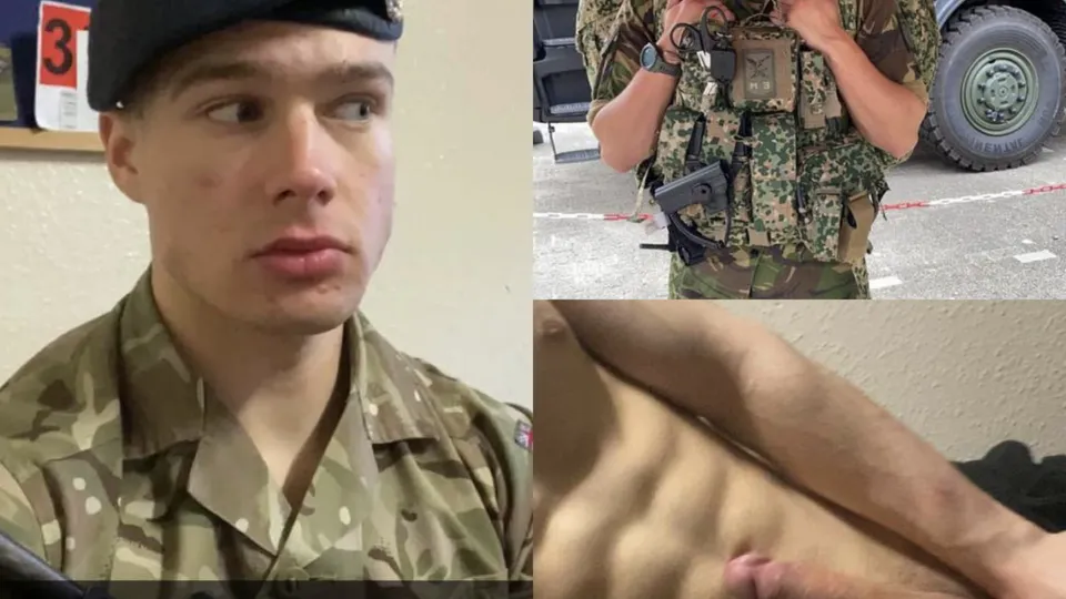 White 1 - UK soldier boy jerk in shower & bed (preview) - ThisVid.com
