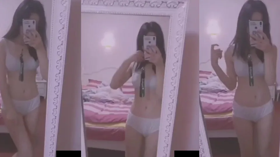White bra and white panties masturbating 