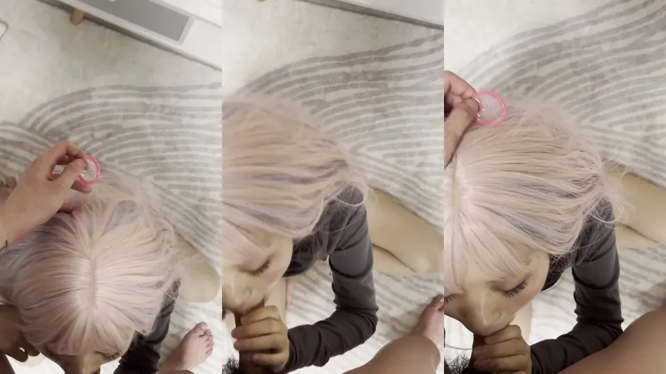 White Haired Girlfriend Blowjob Sex 