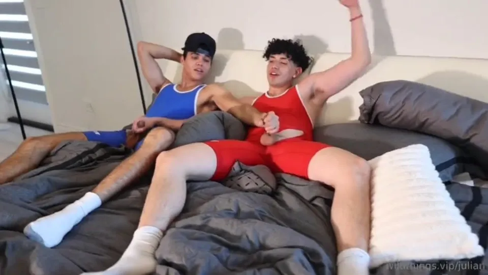Wildboys Julian and Brandon wrestling jerking each other off
