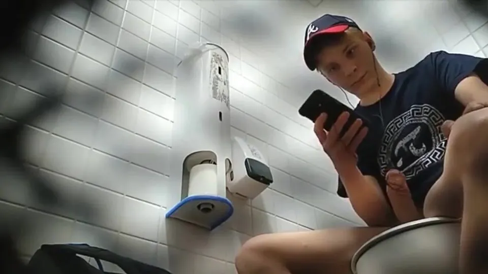 Young blond public bating