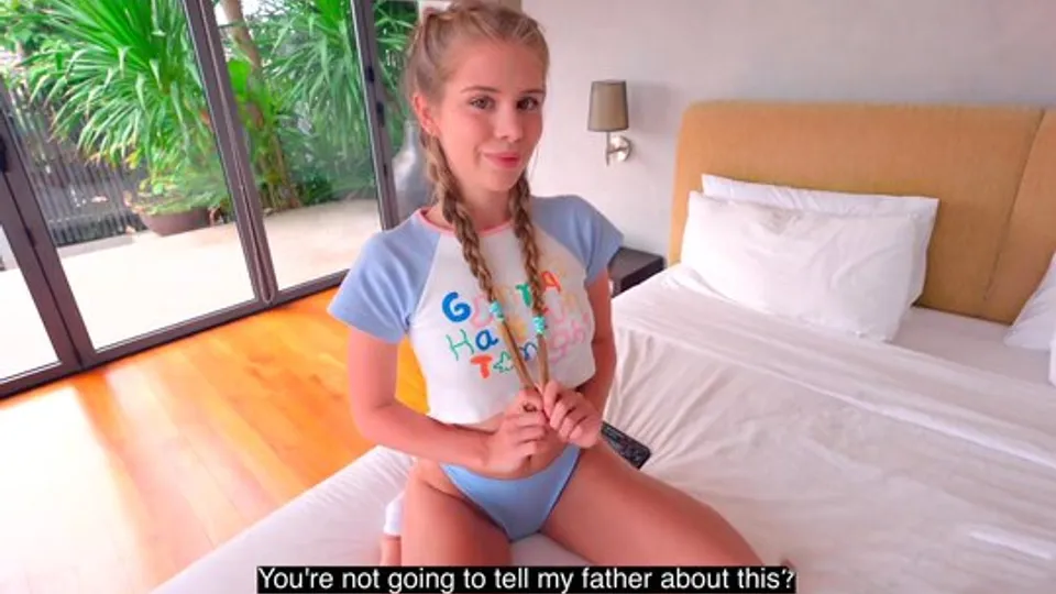 Young girl with long braids likes to give in a tight anal 