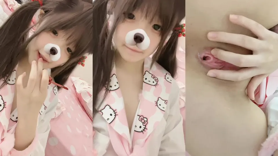 Young girl with twin tails takes a selfie of pussy 