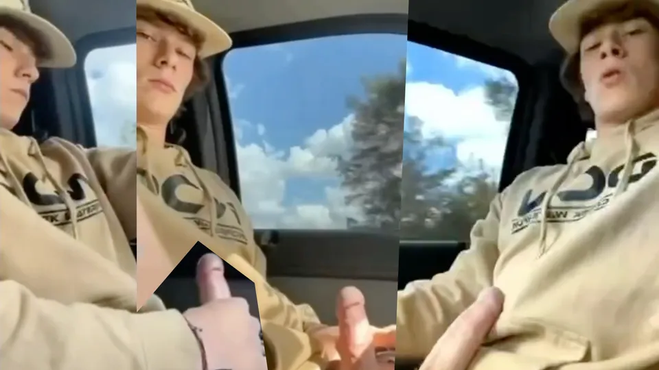 Young redneck jock jerks cock while driving his truck - ThisVid.com