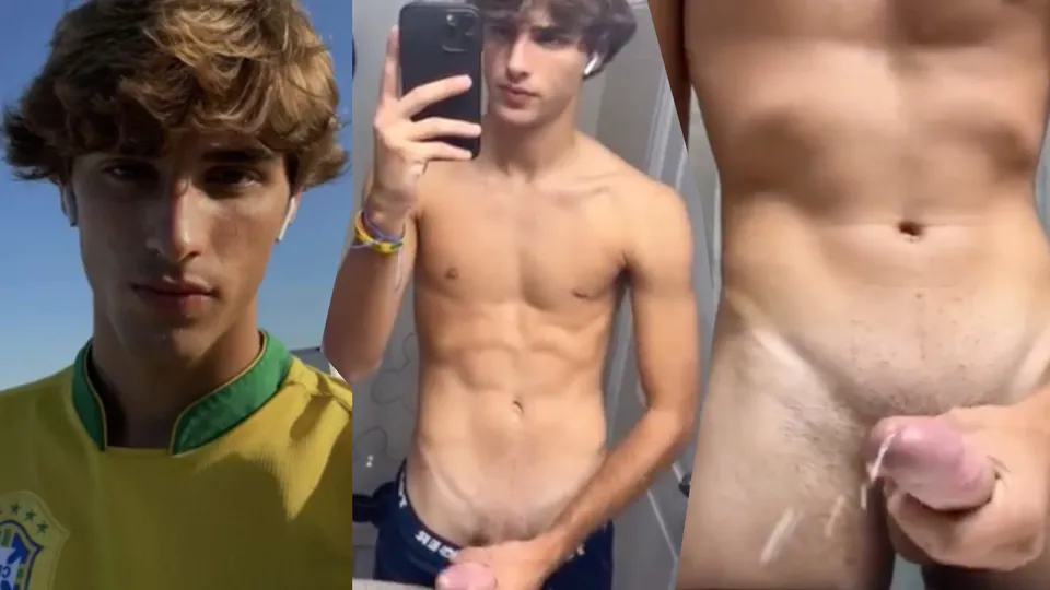 Young skinny jock stroking his dick off & cumming - ThisVid.com