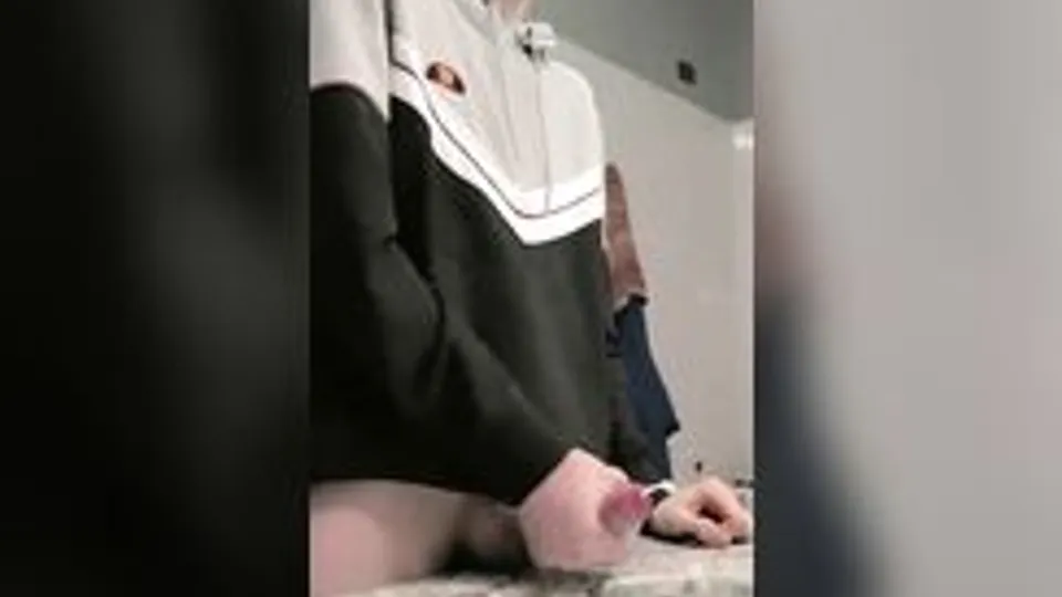 Young twink cums into the sink cam boys porn
