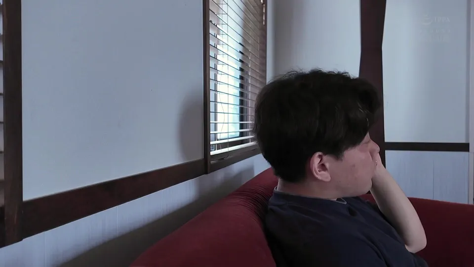 Solo Dark-Haired Dude Strokes Himself on Red Couch