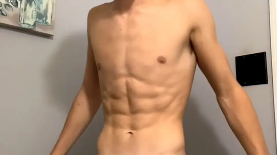 Yummy Youtuber hunter in bathroom showing off dick